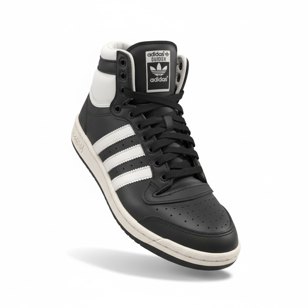 Adidas Top Ten Hi Size 8 Black White Leather Basketball Sneakers
